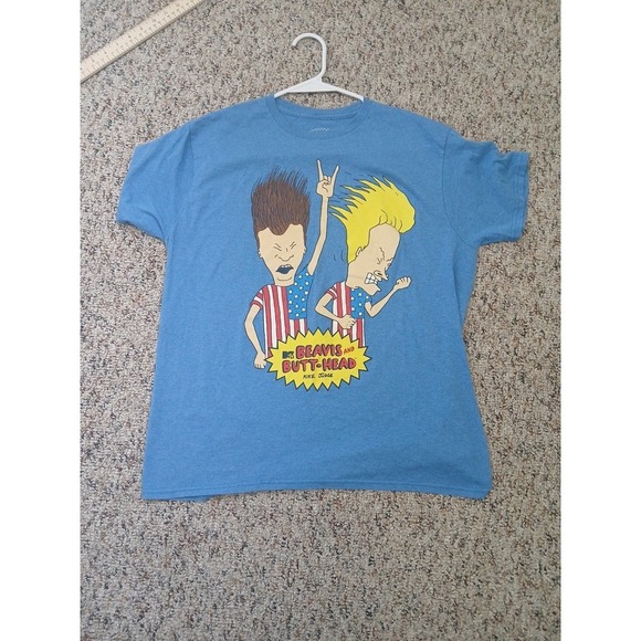 Beavis & Butt-Head Other - MTV Show Rock Beavis & ButtHead USA Americans Blue Graphic Tee T-Shirt Size L
